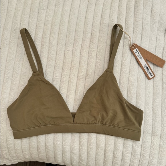 Skims Fits Everybody Triangle Bralette - Khaki - Picture 2 of 10